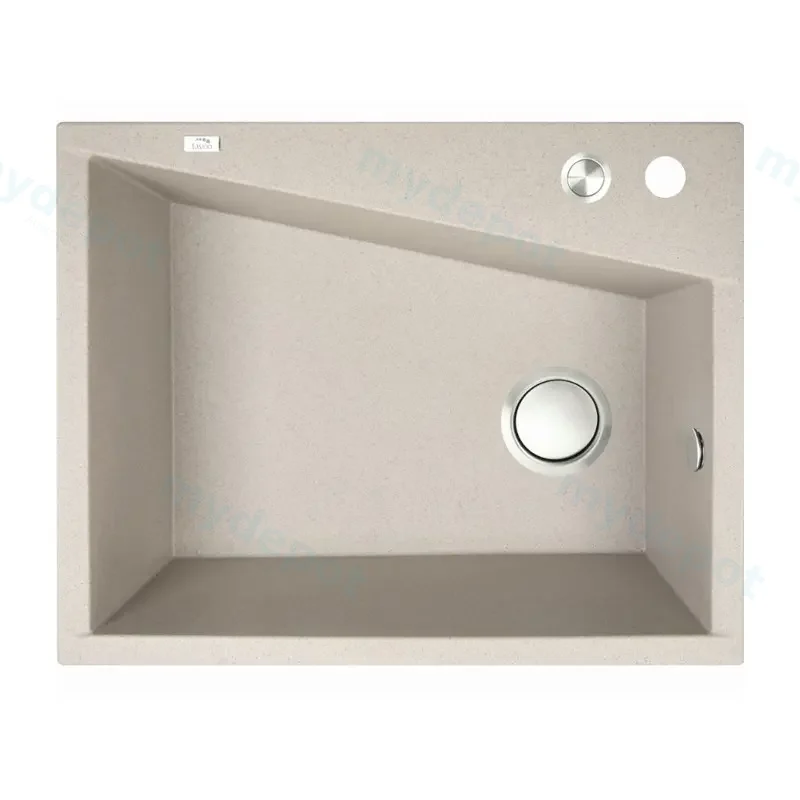 Laveo Grenada Beige Granite Single Bowl Stone Kitchen Sink 470*600*227mm(Including Space Saving Siphon And Click-Clack Plug)