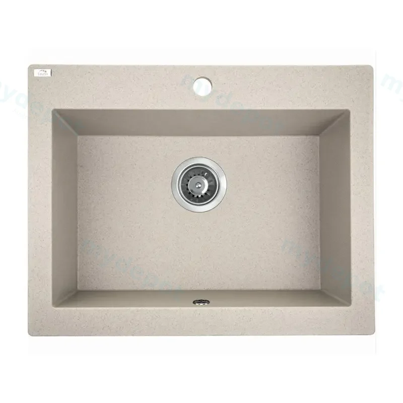 Laveo Komodo Beige Granite Single Bowl Stone Kitchen Sink 490*580*220mm(Including Space Saving Siphon And Click-Clack Plug)