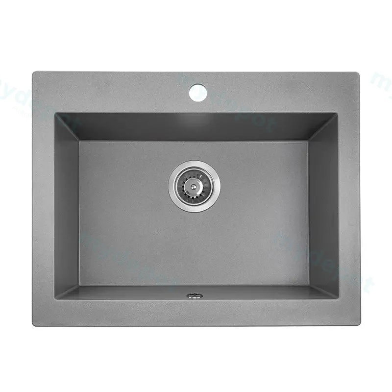 Laveo Komodo Grey Granite Single Bowl Stone Kitchen Sink 490*580*220mm(Including Space Saving Siphon And Click-Clack Plug)