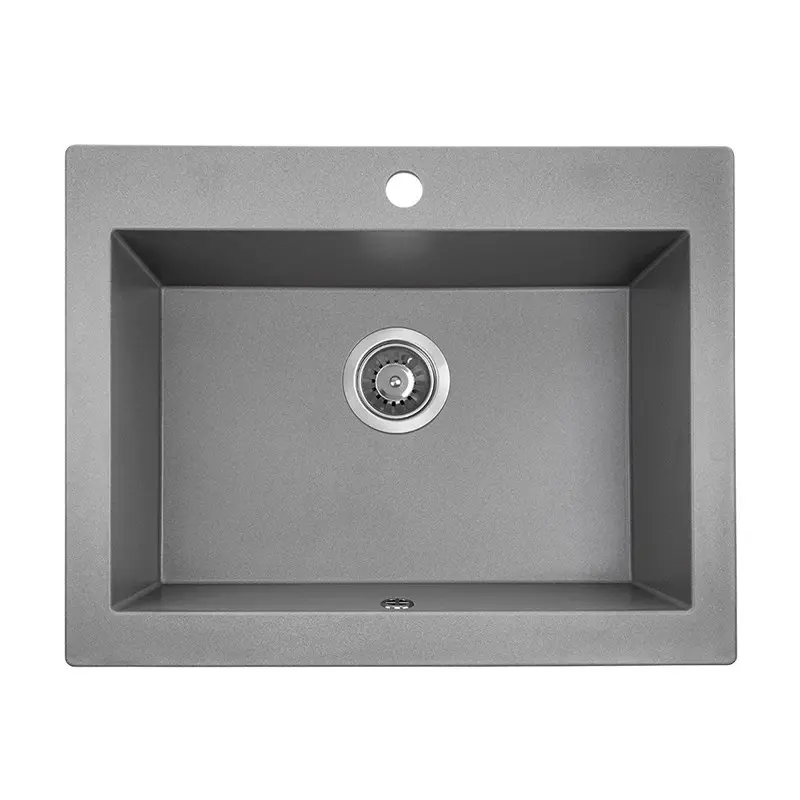 Laveo Komodo Grey Granite Single Bowl Stone Kitchen Sink 490*580*220mm(Including Space Saving Siphon And Click-Clack Plug)