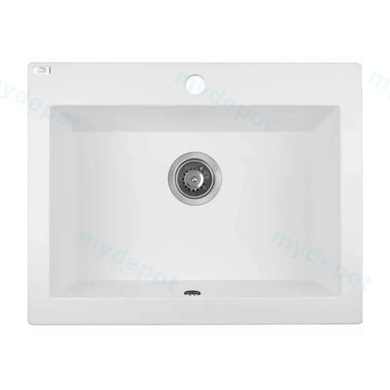 Laveo Komodo White Granite Single Bowl Stone Kitchen Sink 490*580*220mm(Including Space Saving Siphon And Click-Clack Plug)