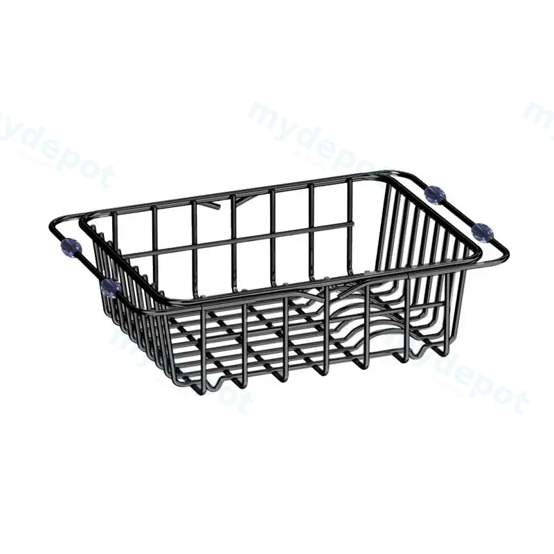 Flexible Stainless Steel Brushed Gun Metal Grey PVD Coating Sink Basket/Dish Rack