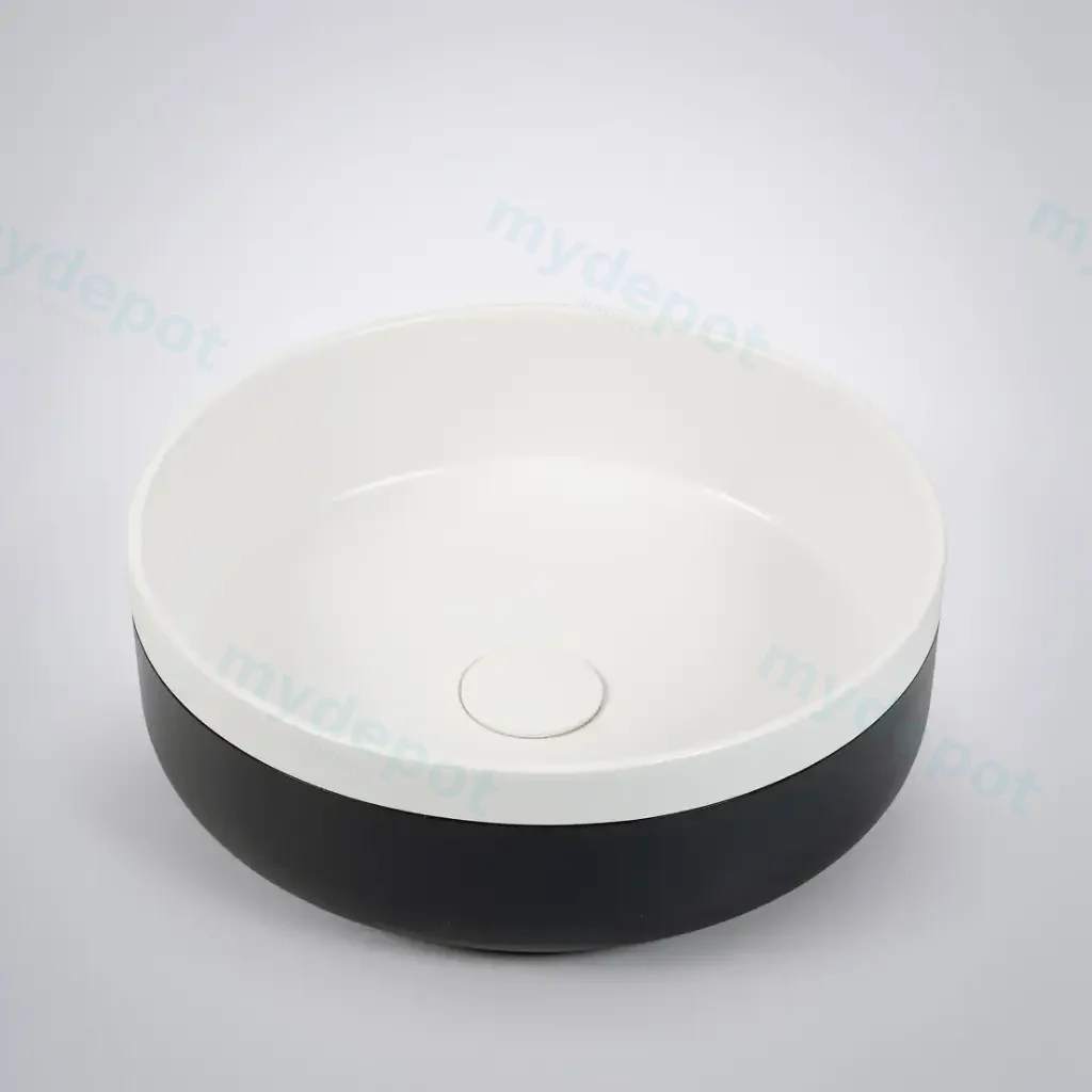 375*375*135mm Color Plus Textured Exterior Finish With Matte Black Edges & Matte Dark Grey Interior Finish Above Counter Basin(32mm Nonoverflow)