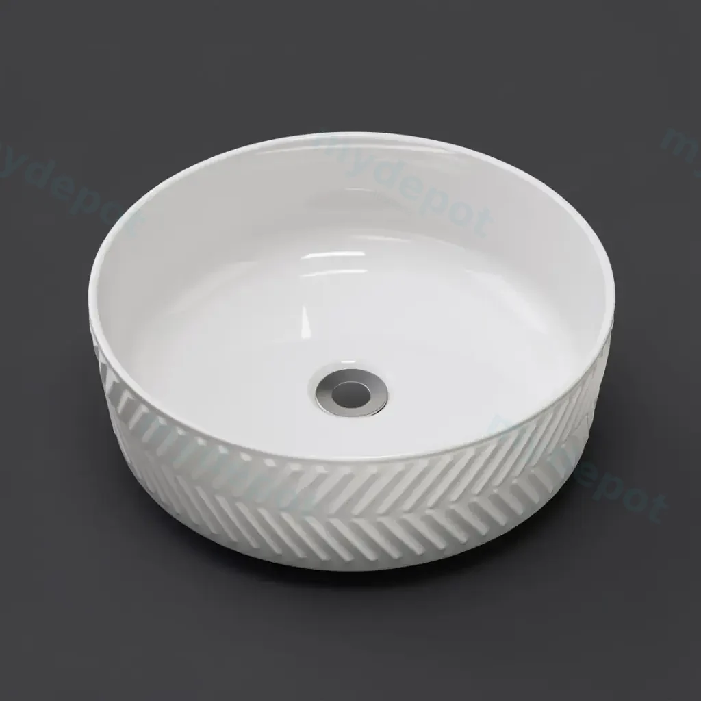 365*365*120mm Gloss White With Arrow Design Above Counter Basin(32mm Nonoverflow)