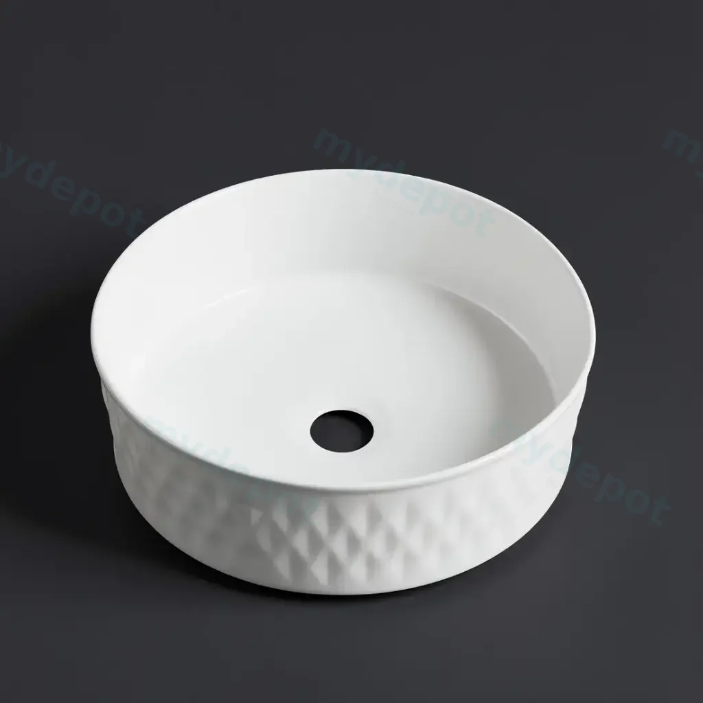 365*365*120mm Matte White With Diamond Design Above Counter Basin(32mm Nonoverflow)