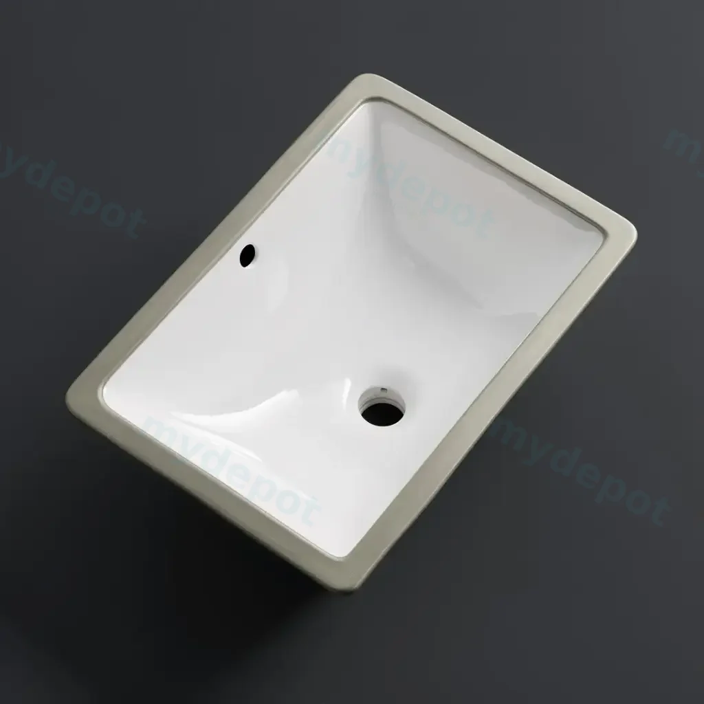 465*335*180mm Gloss White Undermount Basin(32mm Overflow)