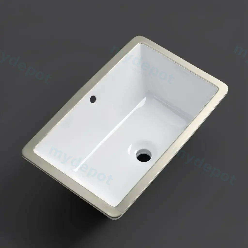 530*340*180mm Gloss White Undermount Basin(32mm Overflow)