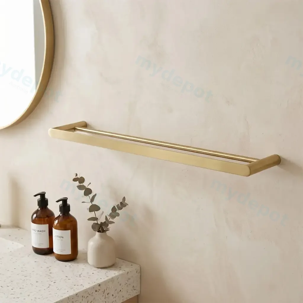 [41757] RUSHY Series Brushed Brass Double Towel Rail 800mm