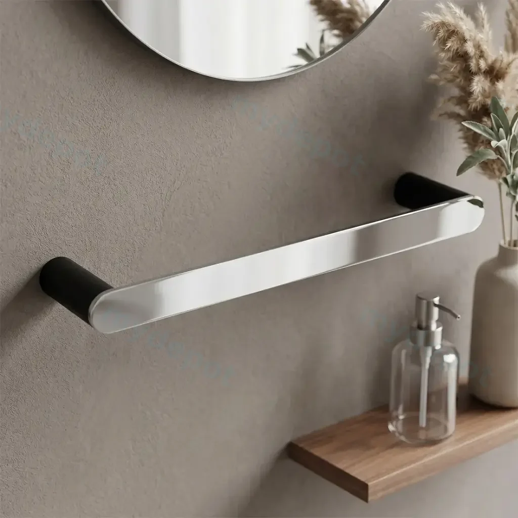 [41758] RUSHY Series Black&Chrome Hand Towel 300mm