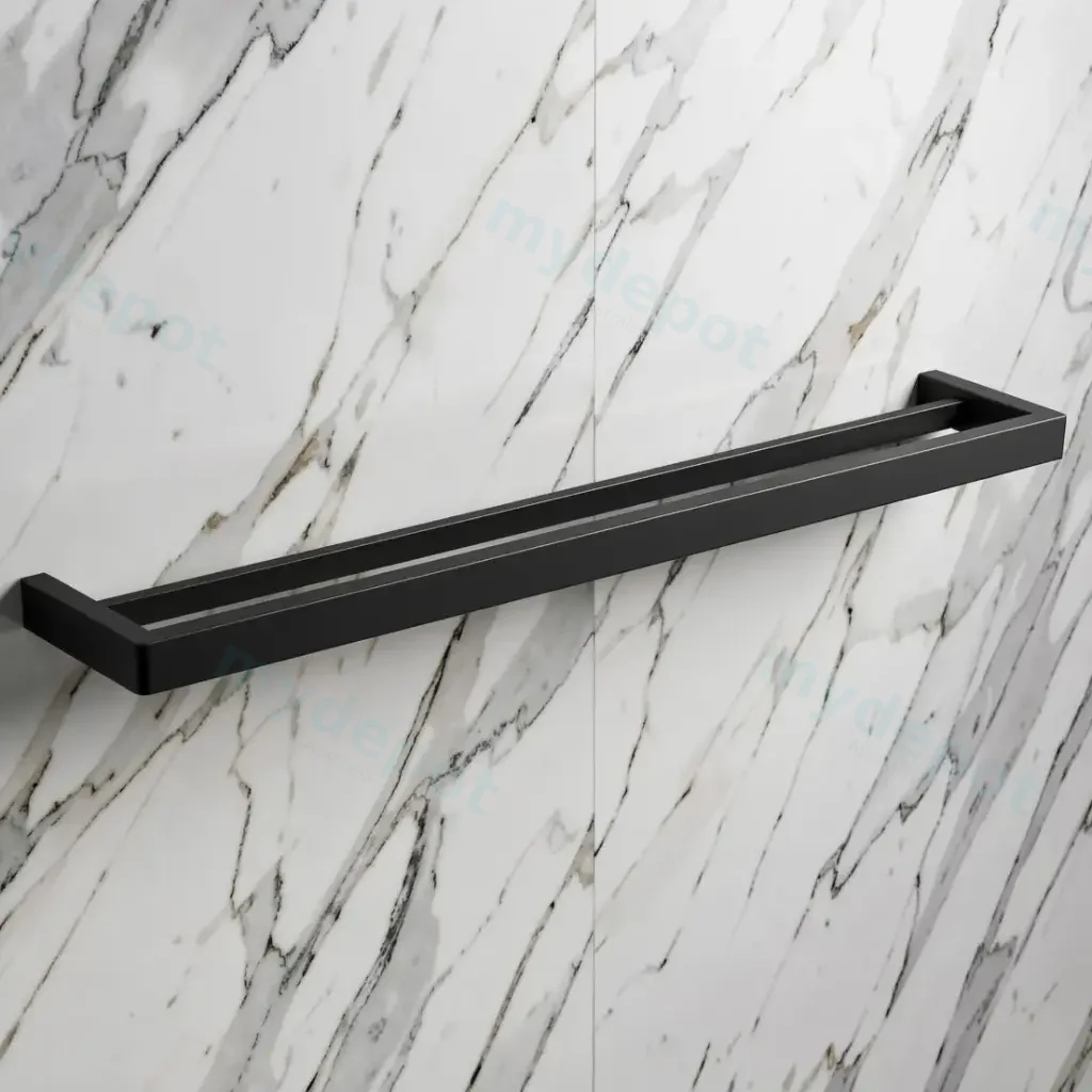 [41782] IVANO Series Black Double Towel Rail 800mm