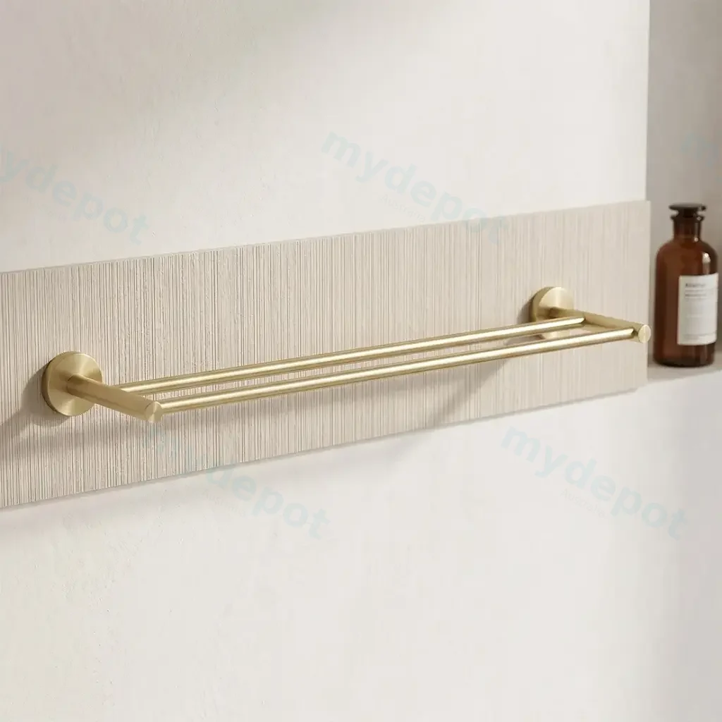 [41846] LUCID PIN Series Light Brushed Brass Double Towel Rail Rail 790mm