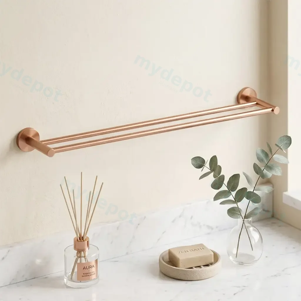 [41847] LUCID PIN Series Brushed Copper Double Towel Rail Rail 790mm