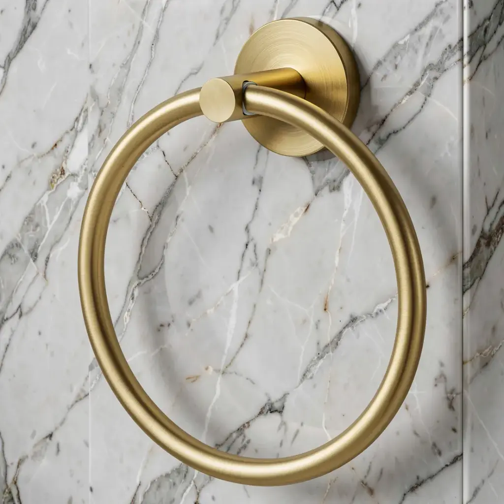 LUCID PIN Series Round Brushed Brass Towel Ring