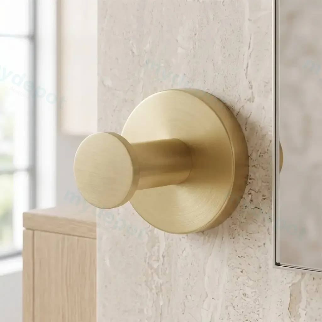 [41866] LUCID PIN Series Light Brushed Brass Robe Hook