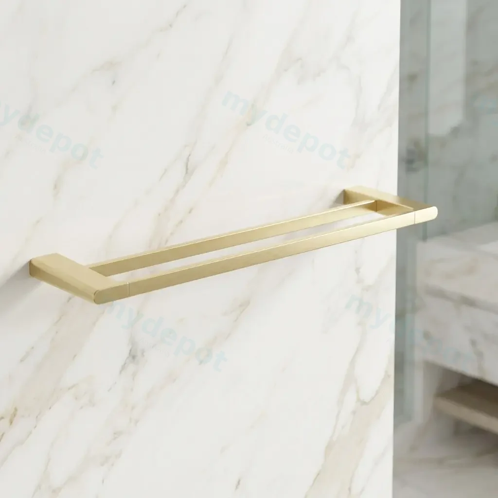 VOG Series Light Brushed Brass Double Towel Rail 600mm