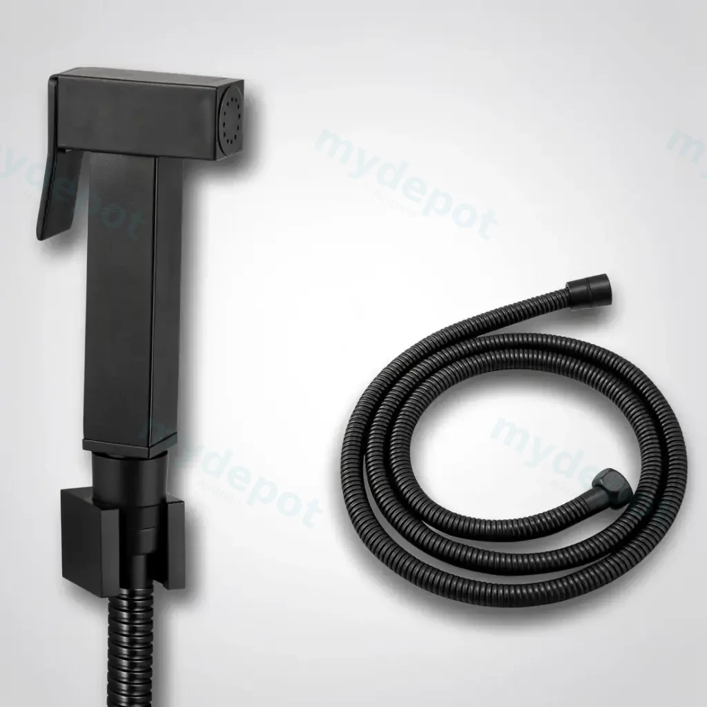 Square Black BrassToilet Bidet Spray Kit With Stainless Steel Hose