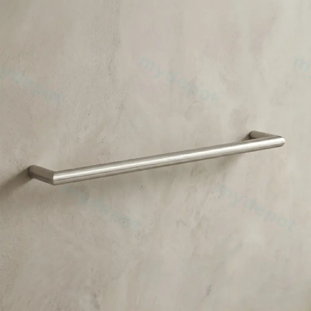Round Horizontal Brushed Nickel Electric Heated Towel Rack Single Bar