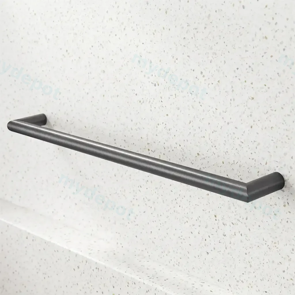 Round Horizontal Brushed Gun Metal Grey Electric Heated Towel Rack Single Bar