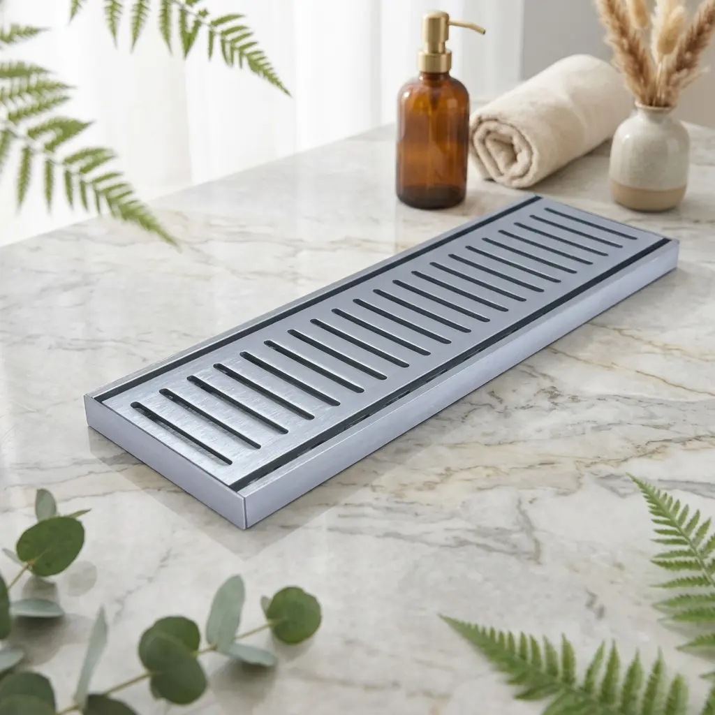 100*100*26mm Muses Brushed Silver Ezy Flow Floor Grate(Maximum 5600mm,80mm Waste)