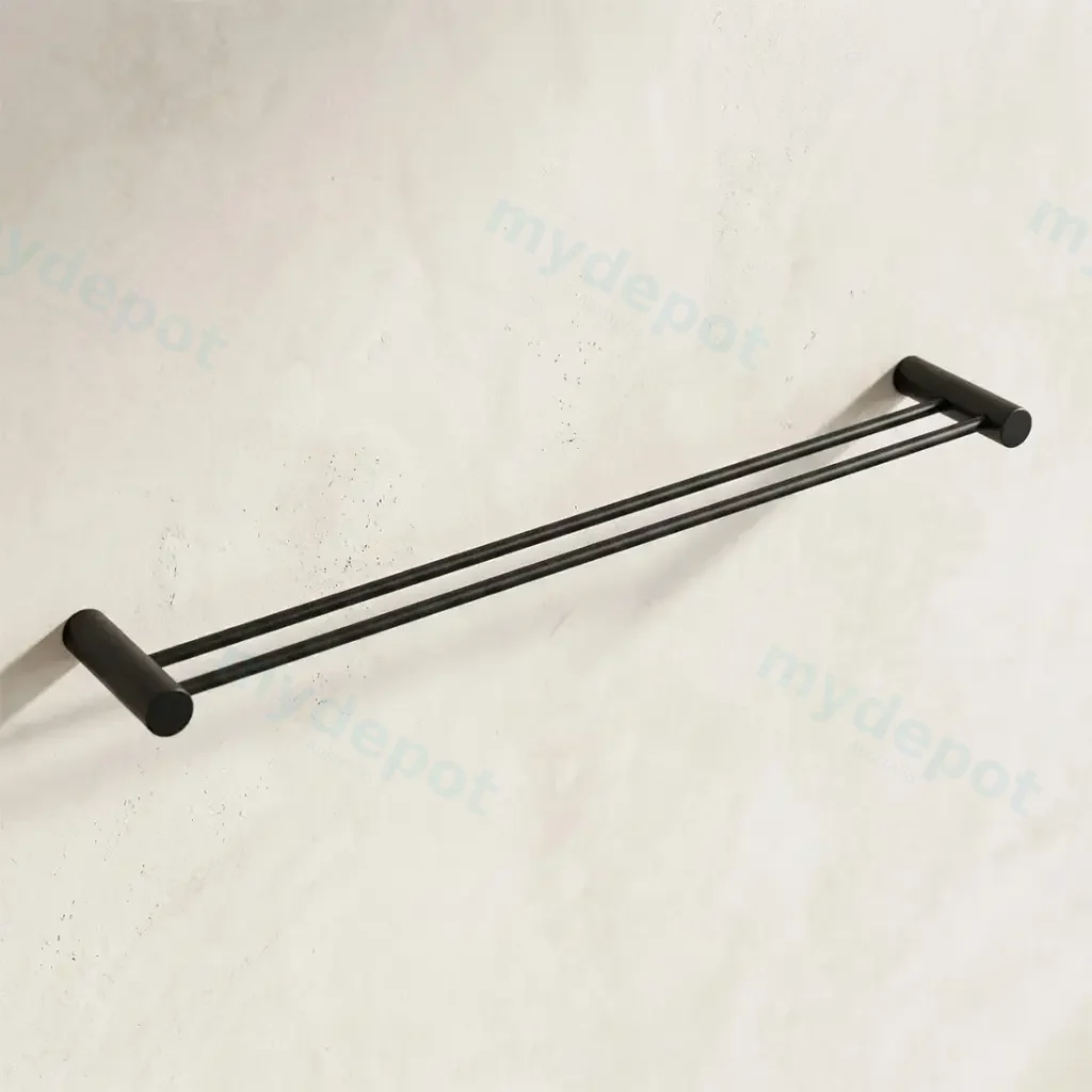 Black Double Towel Rail 600mm